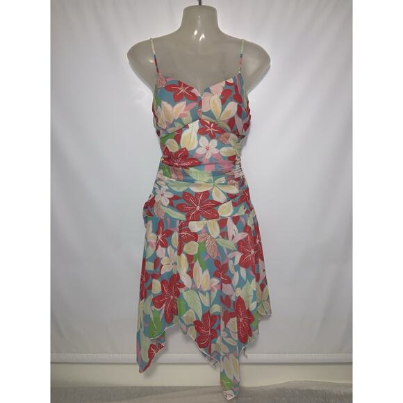 VENUS Dresses & Skirts - Vintage Y2K Floral Asymmetrical Mini Dress Womens Size Medium USA Made Fairycore